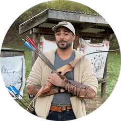 Jedain Aaron with his recurve
